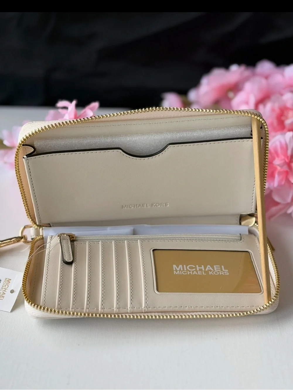 Michael Kors Cream Quilted Heart Satchel and Wristlet Set